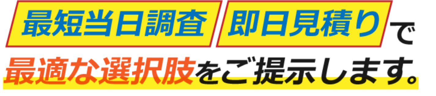 最短当日調査 即日見積もりで最適な選択肢をご提案します。